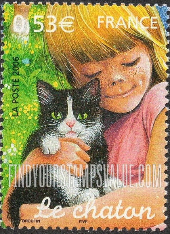FindYourStampsValue: Young Animals: Kitten