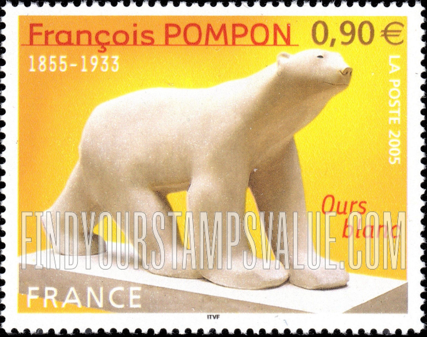 FindYourStampsValue: Art Series: White Bear, Sculpture by François Pompon