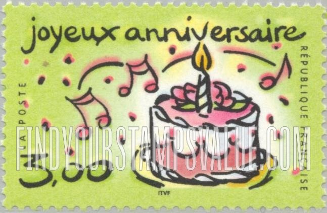 FindYourStampsValue: Announcements Type of 1999: Happy Birthday (joyeux anniversaire)