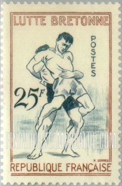 FindYourStampsValue: Breton wrestling, vert