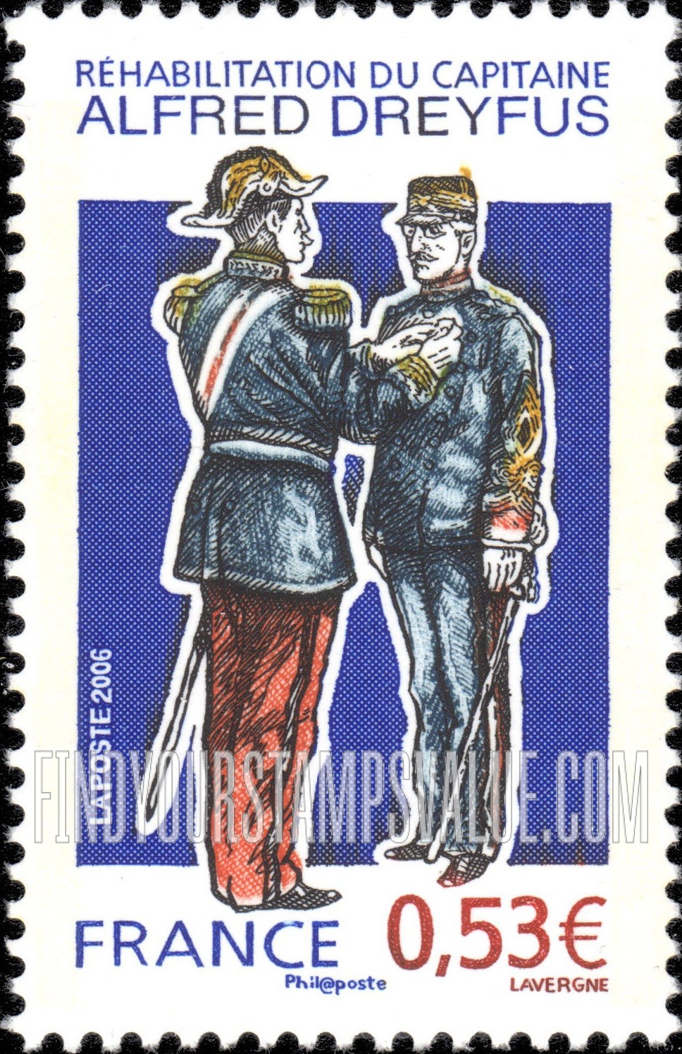 FindYourStampsValue: Reinstatement of Captain Alfred Dreyfus, Centennial
