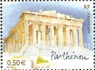 FindYourStampsValue: European Capitals Type of 2002: Parthenon