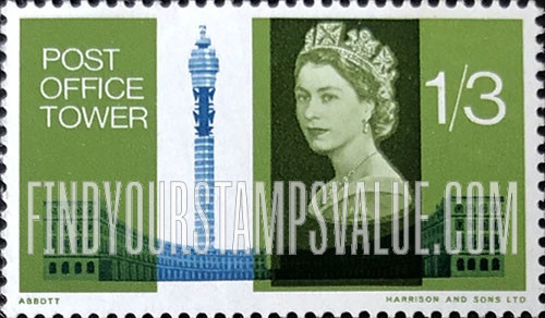 FindYourStampsValue: Great Britain (United Kingdom): Post Office Tower and Nash Terrace, Regents Park