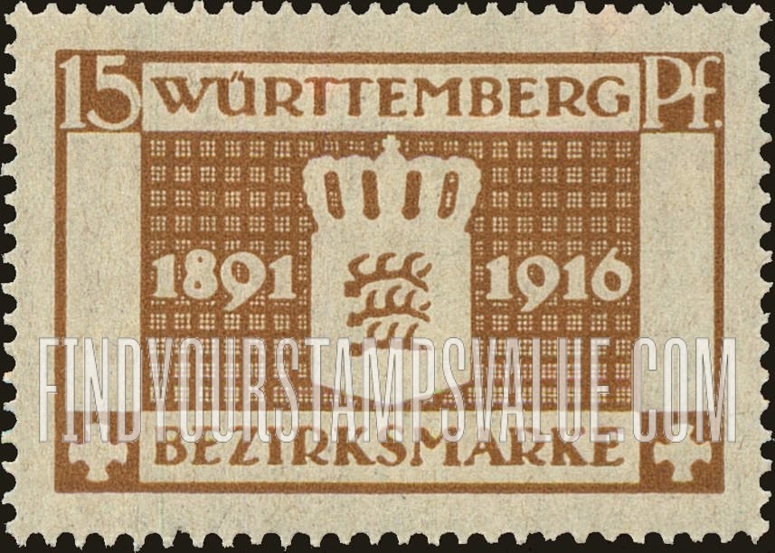 FindYourStampsValue: WURTTEMBERG OFFICIAL - 25 Year Jubilee