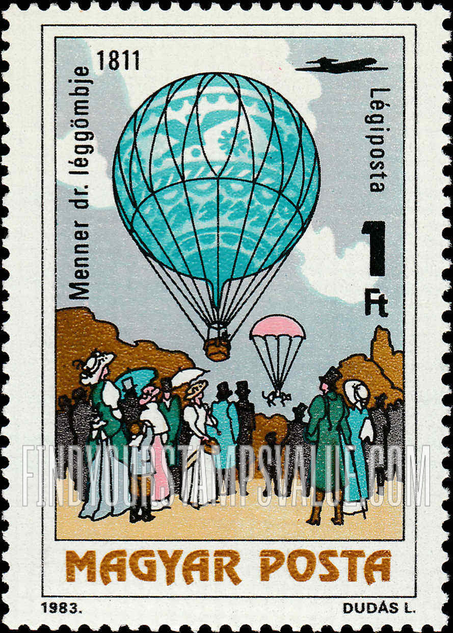 FindYourStampsValue: Manned Flight Bicentenary 1811 - Various hot air balloons