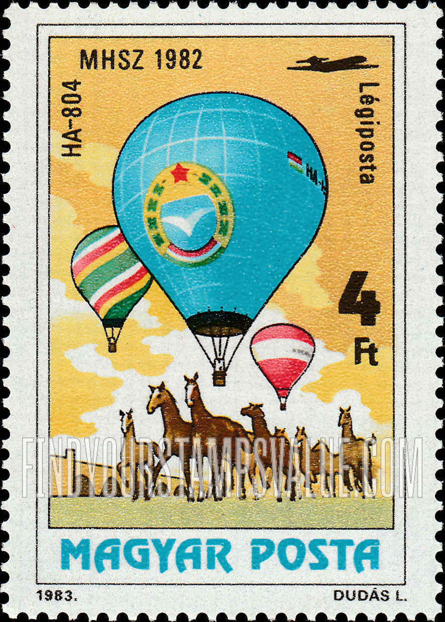 FindYourStampsValue: Manned Flight Bicentenary 1982- Various hot air balloons