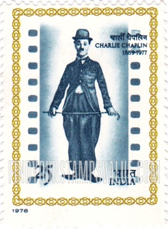 FindYourStampsValue: Republic of India: "The little tramp", Charlie Chaplin - भारत गणराज्य: "द लिटिल ट्रैंप", चार्ली चैपलिन
