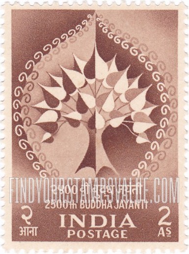 FindYourStampsValue: Republic of India: 2500th anniversary of Buddha's birth - भारत गणराज्य: 2500वीं बुद्ध जयंती