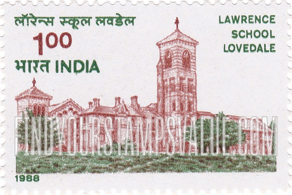 FindYourStampsValue: Republic of India: Lawrence School, Lovedale, 130th anniversary - भारत गणराज्य: लॉरेंस स्कूल (लवडेल) की 130वीं जयंती