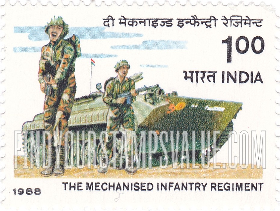 FindYourStampsValue: Republic of India: Mechanized Infantry Regiment - भारत गणराज्य: मैकेनाइज़्ड इन्फेंट्री रेजिमेंट