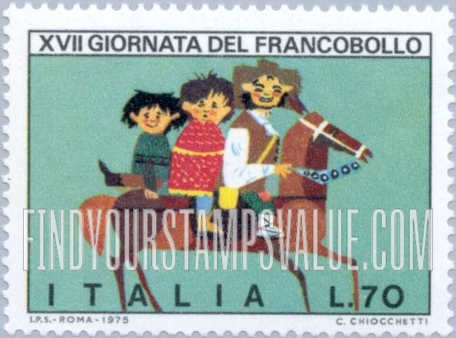 FindYourStampsValue: Children on Horseback, horizontal