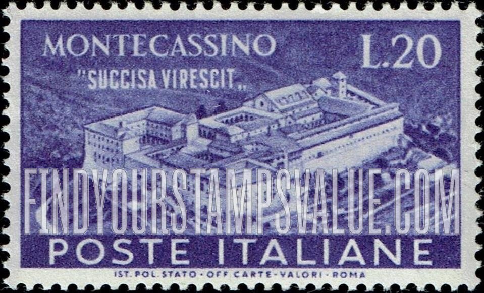 FindYourStampsValue: Reconstructed Abbey of Montecassino