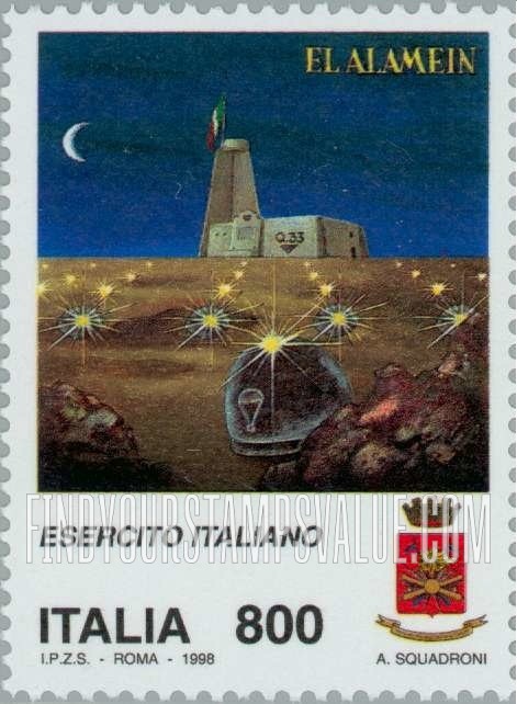 FindYourStampsValue: Armed Forces Day: Italian monument, El Alamein battlefield, vertical