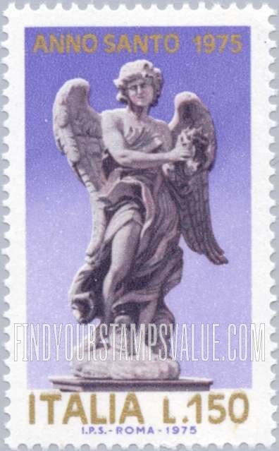 FindYourStampsValue: Holy Year 1975: Angel holding Crown of Thorns