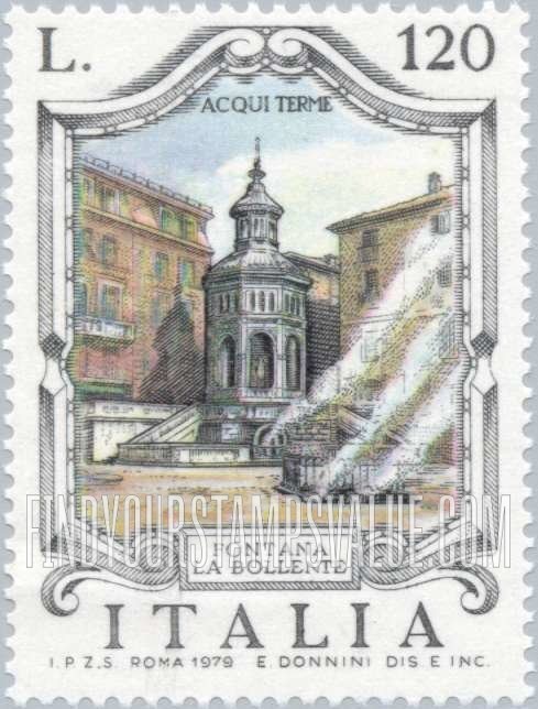 FindYourStampsValue: Fountain Type of 1973: Hot Springs, Acqui Terme