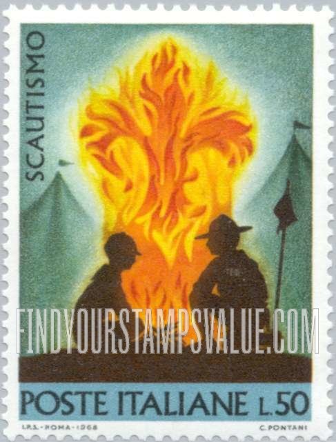 FindYourStampsValue: Scouts at Campfire