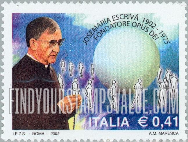 FindYourStampsValue: Blessed Josemar´ıa Escriv´a (1902-75), Founder of Opus Dei