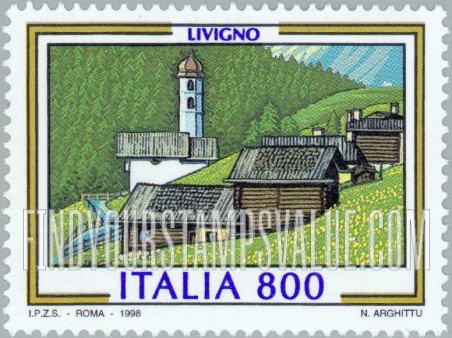 FindYourStampsValue: Tourism: Village and chapel, Livigno