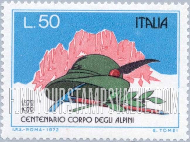 FindYourStampsValue: Mountains, Alpinist’s hat, pick & laurel