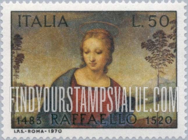 FindYourStampsValue: Madonna with the Goldfinch (detail), by Raphael, 1483-1520