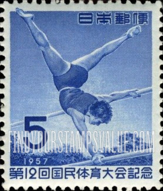 FindYourStampsValue: Girl on parallel bars - 段違い平行棒