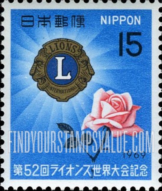 FindYourStampsValue: Lions Emblem and Rose - ライオンズ徽章とバラ