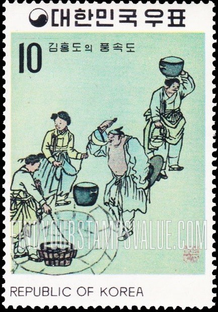 FindYourStampsValue: At the well by Kim Hong-do - 김홍도의 우물가