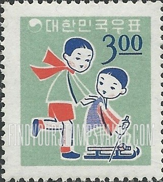 FindYourStampsValue: Children with Sled - 어린이와 썰매
