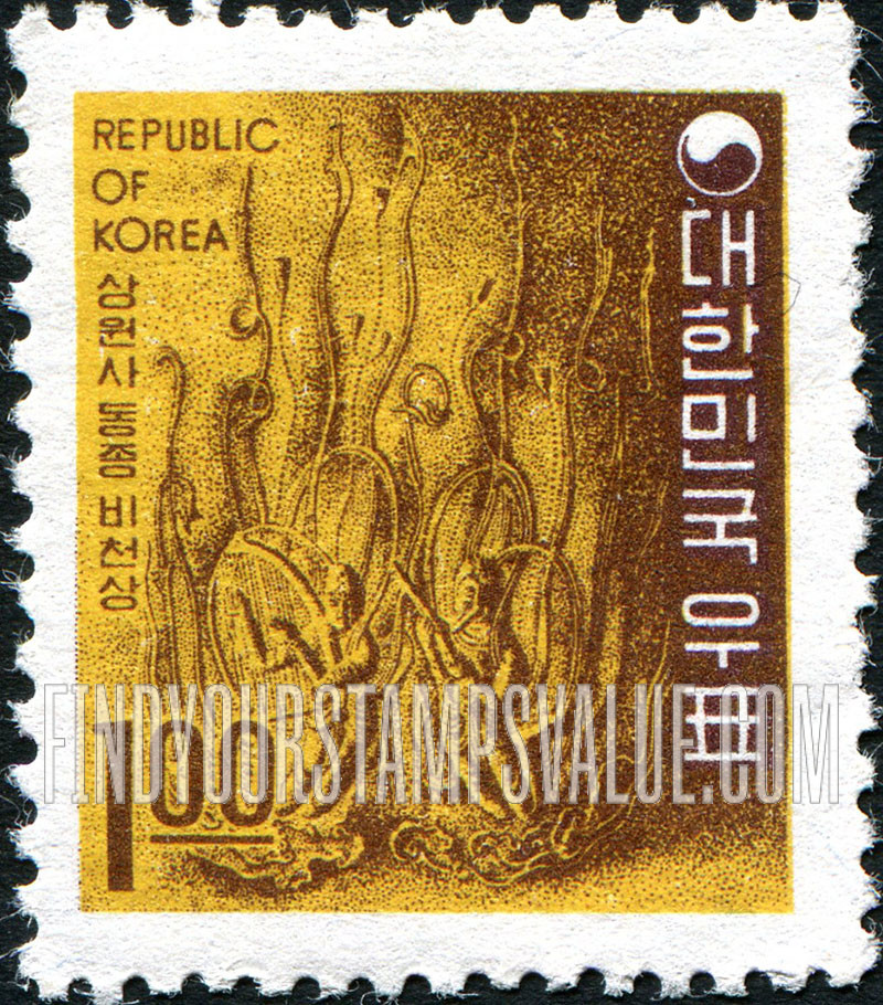 FindYourStampsValue: Flying Fairies of King Songdok Bell from Sang-won Temple - 상원사 동종 비천상