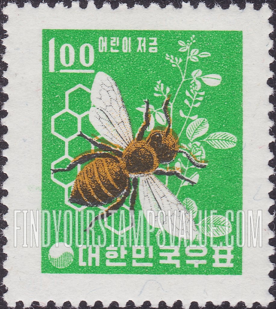 FindYourStampsValue: Bee, Honeycomb and Clover - 벌, 벌집과 토끼풀