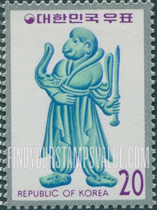 FindYourStampsValue: Monkey-headed Figure, Bas-relief - 12지신상 원숭이, 얕은 돋을새김