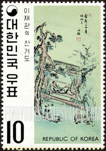 FindYourStampsValue: Family Living in Valley by Lee Chae-kwan - 이재관의 오수도