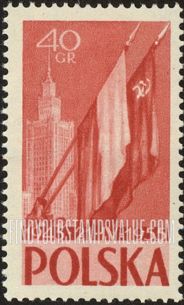 FindYourStampsValue: Palace of Culture and Flags of Poland and USSR