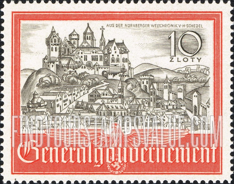 FindYourStampsValue: OCCUPATION - Cracow Castle and City, 15th Century