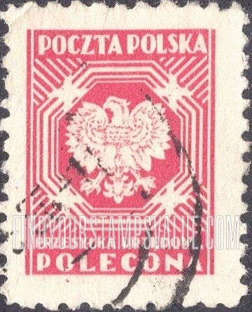 FindYourStampsValue: OFFICIAL - Polish Eagle: Polecona Type of 1945 Redrawn