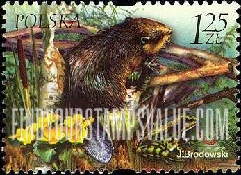 FindYourStampsValue: Flora and Fauna in Reservoirs: Beaver, frog, flowers