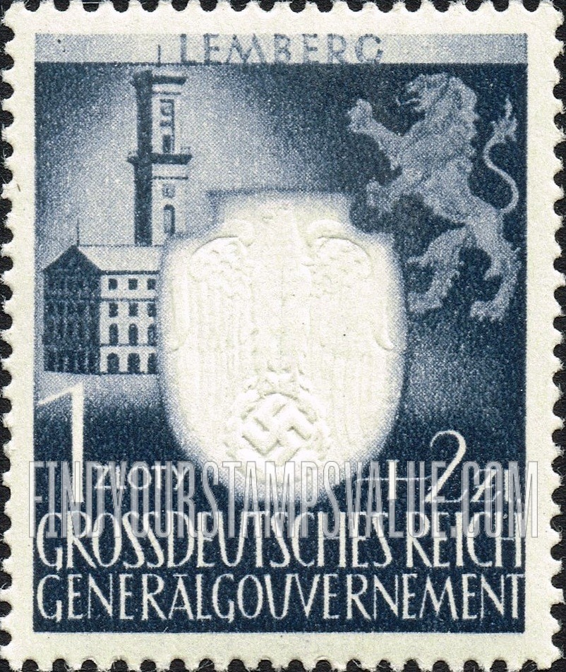 FindYourStampsValue: OCCUPATION SEMI-POSTAL - Town Hall, Lwow