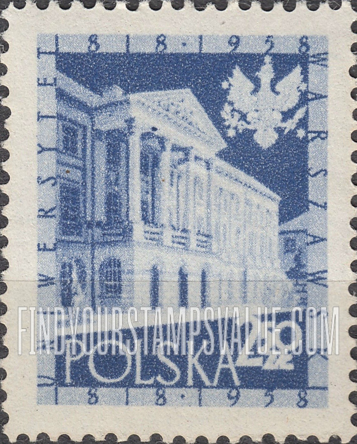 FindYourStampsValue: Casimir Palace, Warsaw University