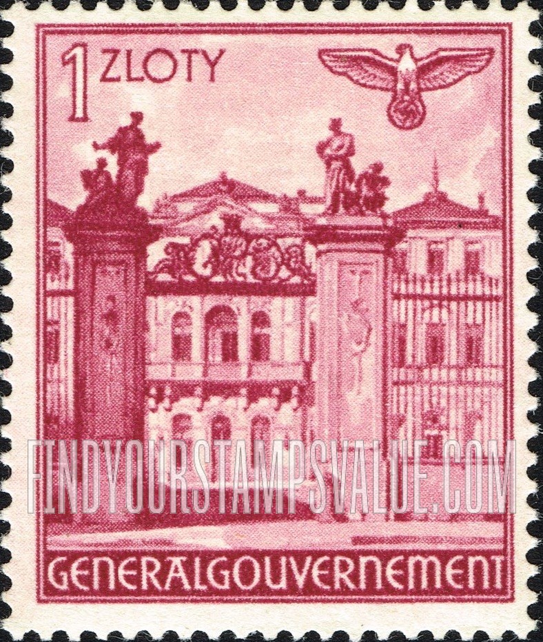 FindYourStampsValue: OCCUPATION - Palace, Warsaw