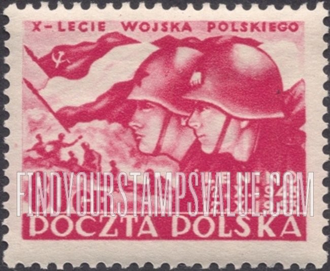 FindYourStampsValue: Battle Scene, Polish and Soviet Flags