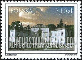 FindYourStampsValue: Lazienkowski Park Landmarks, Warsaw: Palac Myslewicki