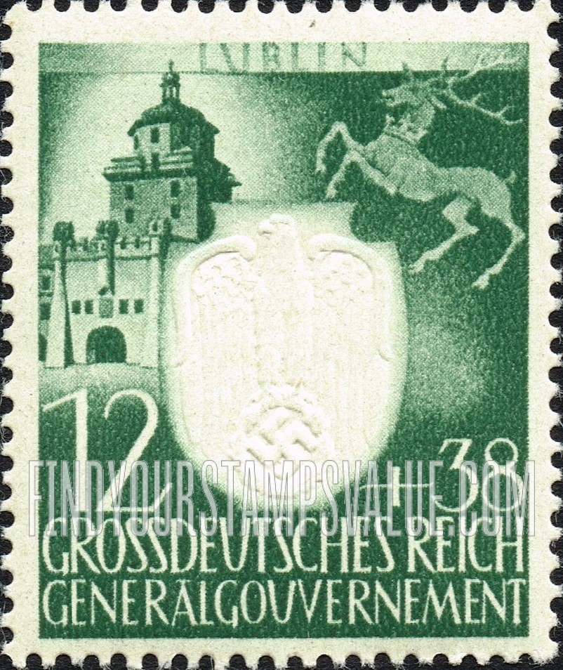 FindYourStampsValue: OCCUPATION SEMI-POSTAL - Cracow Gate, Lublin