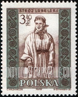 FindYourStampsValue: Regional Costumes: Woman from Lublin