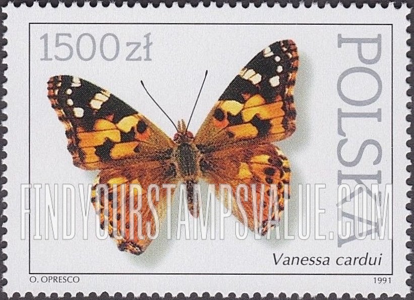 FindYourStampsValue: Butterflies: Vanessa cardui