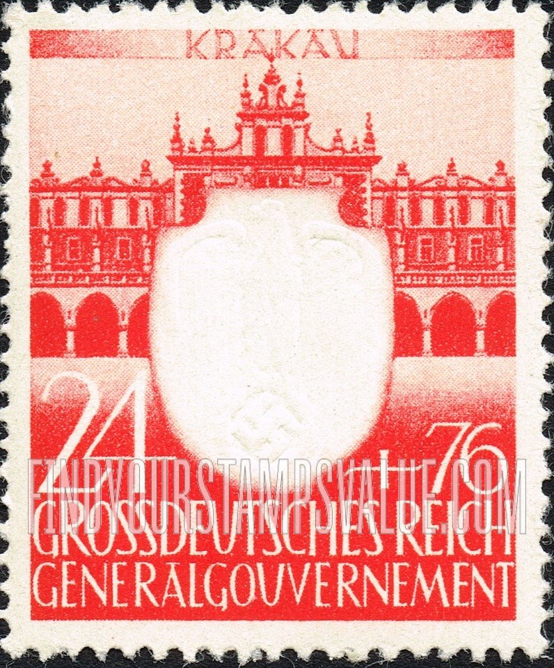 FindYourStampsValue: OCCUPATION SEMI-POSTAL - Cloth Hall, Cracow