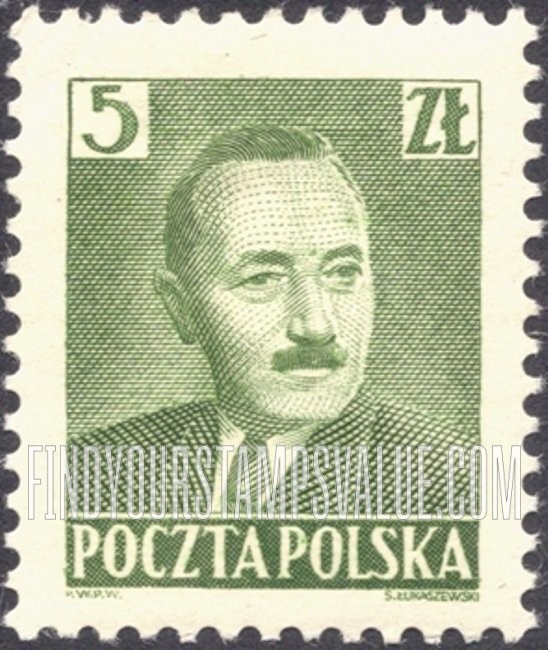 FindYourStampsValue: President Boleslaw Bierut: Bierut Type of 1950