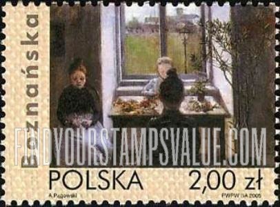 FindYourStampsValue: Paintings by Polish Impressionists: Flower Sellers, by O. Boznanska