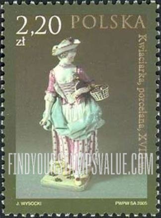 FindYourStampsValue: Items in the Wilanow Museum: Porcelain figurine of flower girl, 18th centennial