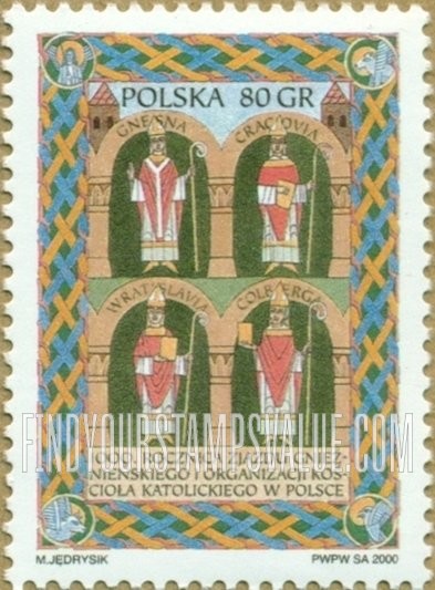 FindYourStampsValue: Gniezno Summit, 1000th Anniversary: Four bishops