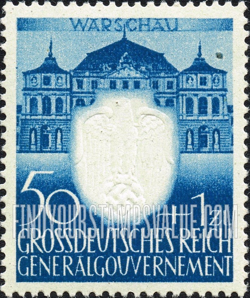 FindYourStampsValue: OCCUPATION SEMI-POSTAL - Bruhl Palace, Warsaw